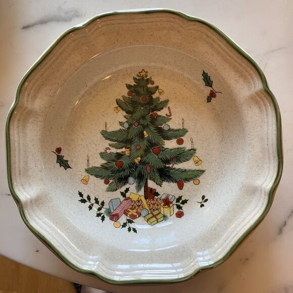 Vintage Mikasa Festive Season EB 451 Set Of 4 Cereal Soup Bowls 8” Jingle Bells - Picture 5 of 6